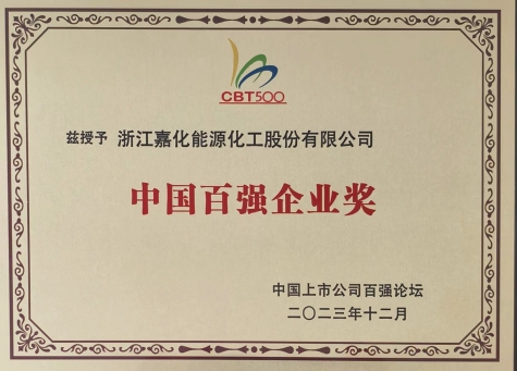 中國百強(qiáng)企業(yè)獎